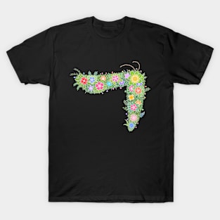 "ㄱ" Floral Letter Hangeul T-Shirt